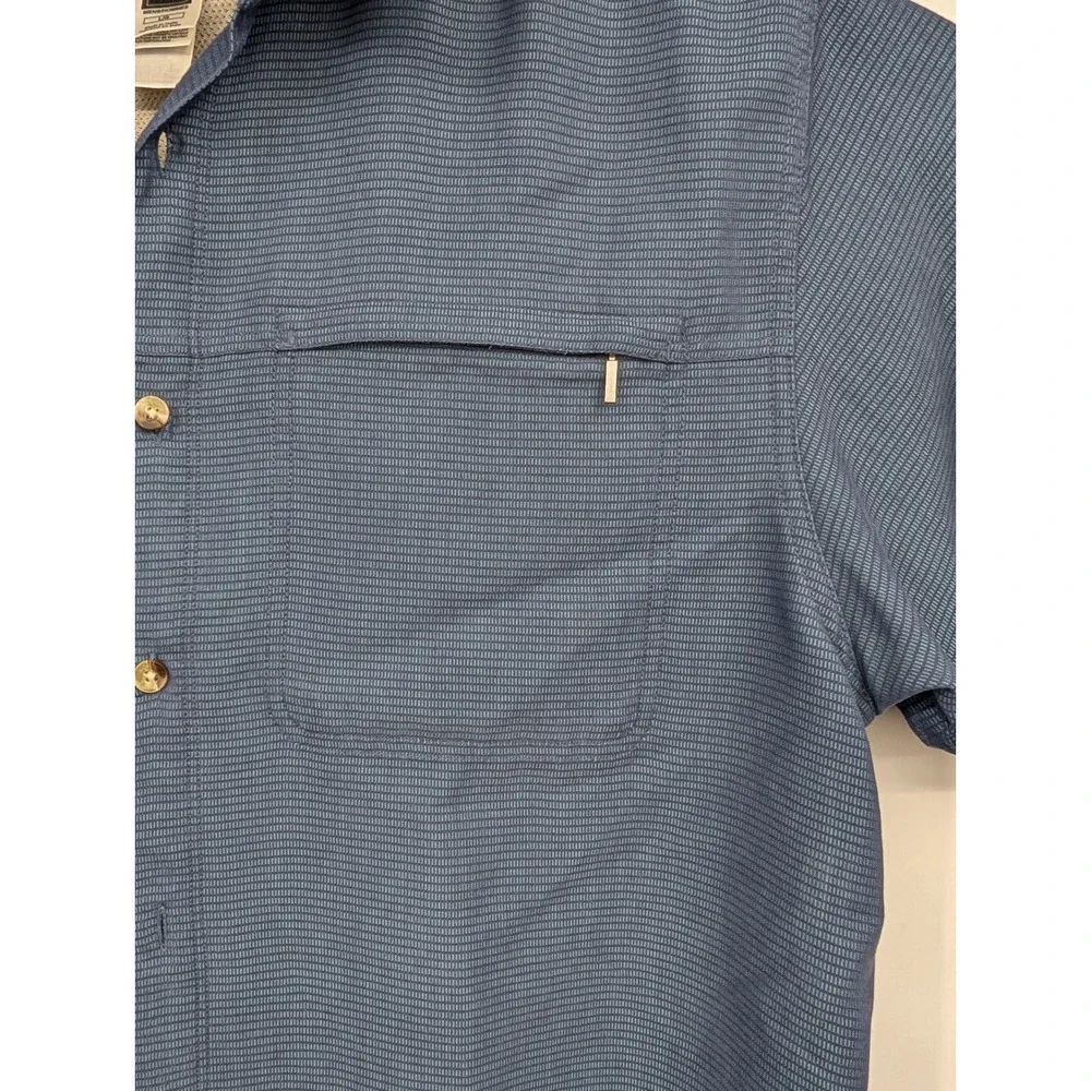 The North Face Mens Shirt Large Blue Short Sleeve Button Up Pocket Modal Blend